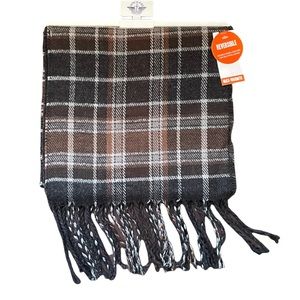 Dockers Men’s Reversible Plaid Scarf  Brown/Gray Plaid - NWT